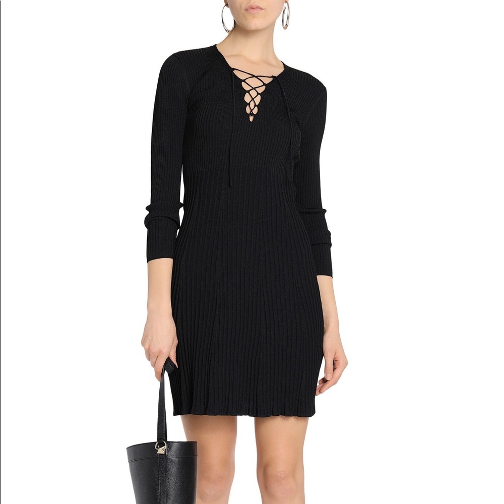 Sandro Ribbed knit Dress With Lace Trim Size 1